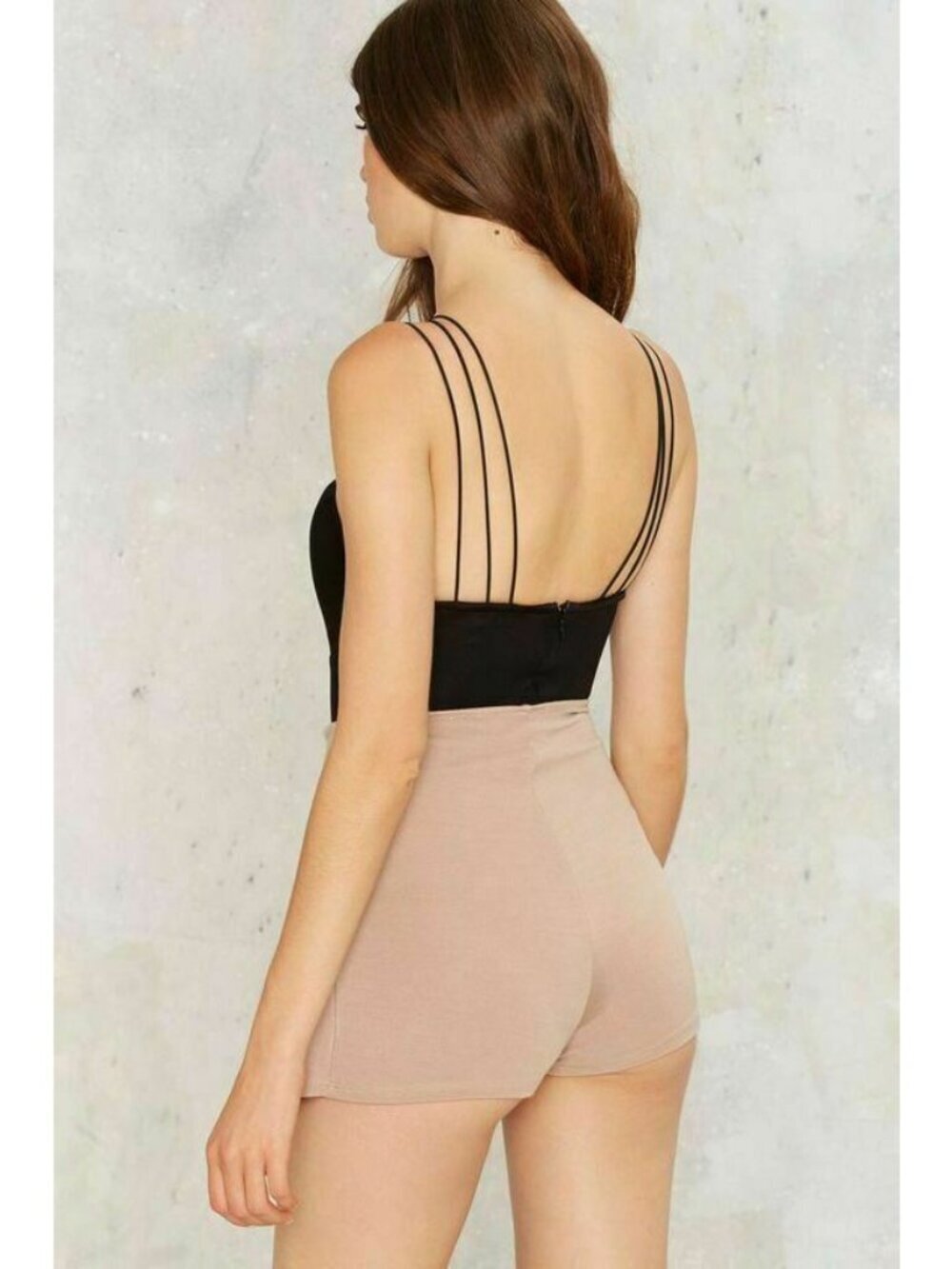 Nasty Gal Slit Pretty Skort Taupe Stretch Mini Skirt Size M NWOT - Picture 3 of 11